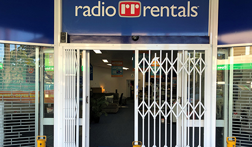 Shopfront Security Doors for Radio Rentals from Trellis Door Co