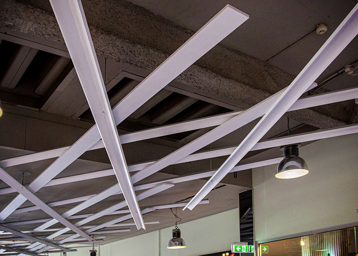 Suspended Lattice Ceiling Feature for Newtown Central by Di Emme