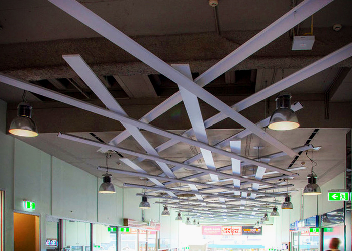 Suspended Lattice Ceiling Feature for Newtown Central by Di Emme