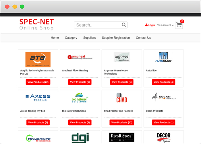 Buy Building Products via the Spec-Net Online Shop