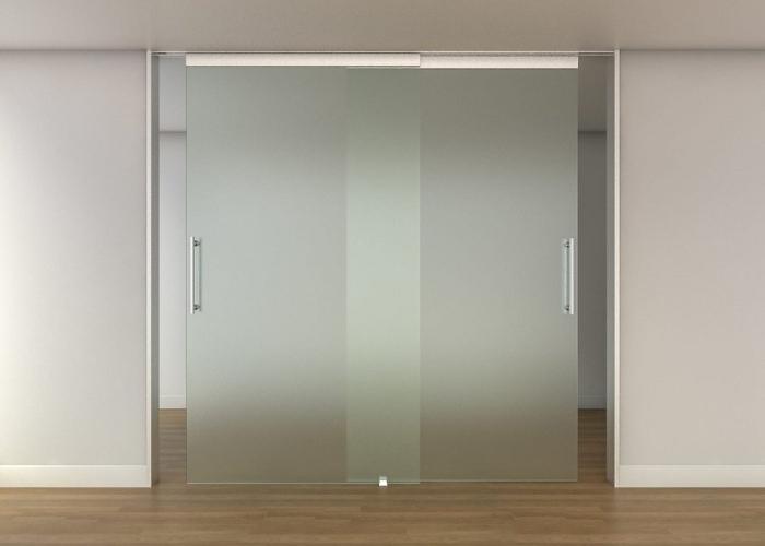 DOUBLE DOOR - FLUSH SET TOP TRACK- Frameless Glass Partition System