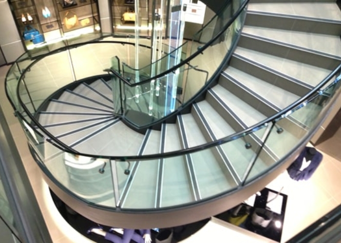 Glass Banister for Spiral Staircases by Bent & Curved Glass