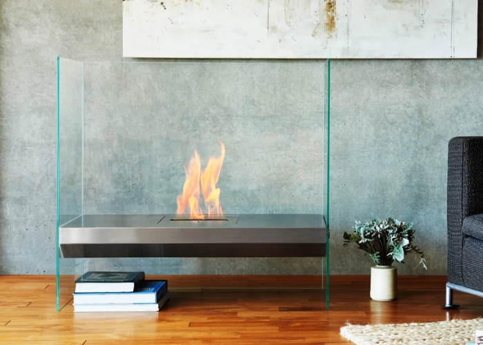 Glass and Steel Fireplace by EcoSmart Fire